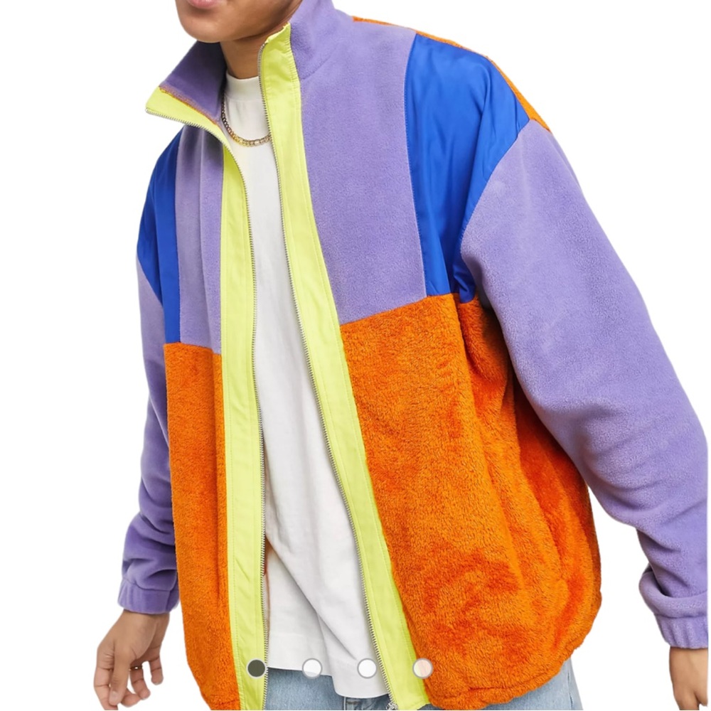 ASOS DESIGN  [MENS OVERSIZED COLOR BLOCK POLAR FLEECE TRACK JACKET] ||SIZE XL||